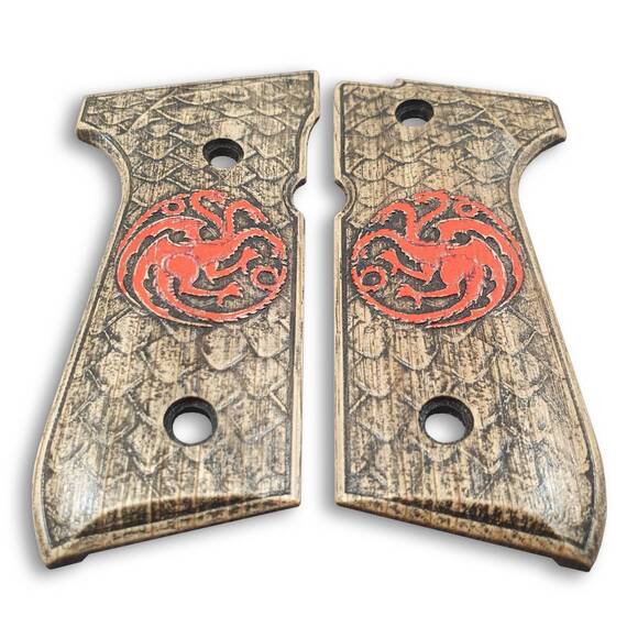 Beretta 92 Full-Size Maple Grips - House of the Dragon / Hand-painted
