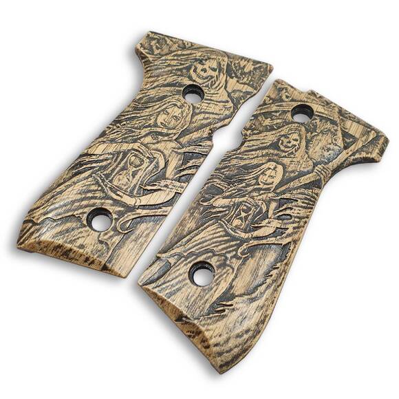 Beretta 92 Full-Size Maple Grips - Summon Reaper / Hand-painted