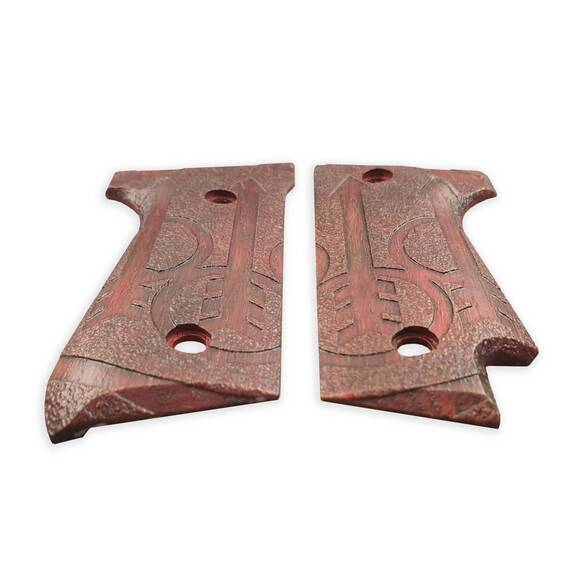 Beretta 92S Maple Grips - Beretta Logo Dark Cherry / Hand-painted