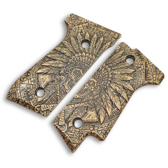 Beretta 92S Maple Grips - War Chief / Hand-painted