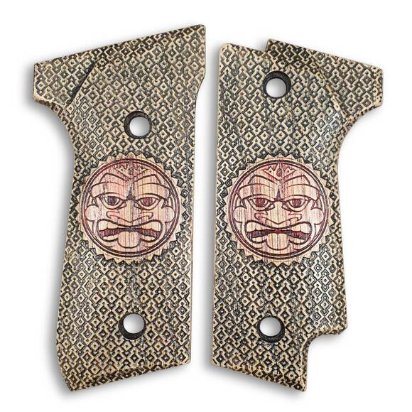Beretta 92S maple grips - Sun God / hand-painted