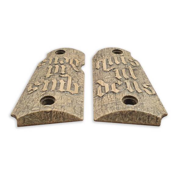 Kimber Micro 9 Ambi Safety Maple Grips - Quis Ut Deus V3 / Hand-painted
