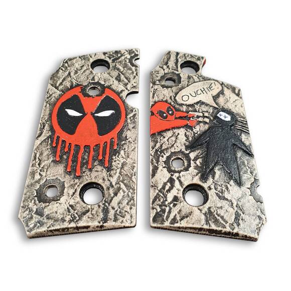 Springfield 911 380 Alpha Model Maple Grips - Deadpool / Hand-painted