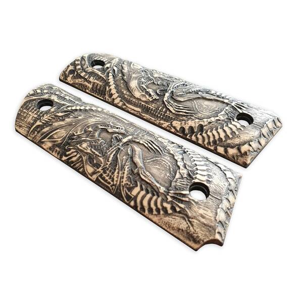 1911 Full-Size Maple Grips - Alien / Hand-painted