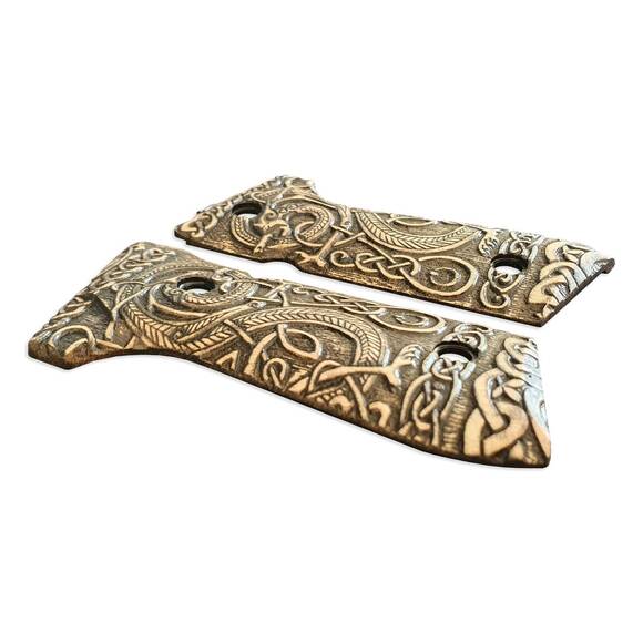 Beretta 92 Full-Size Maple Grips - Celtic Gates / Hand-painted