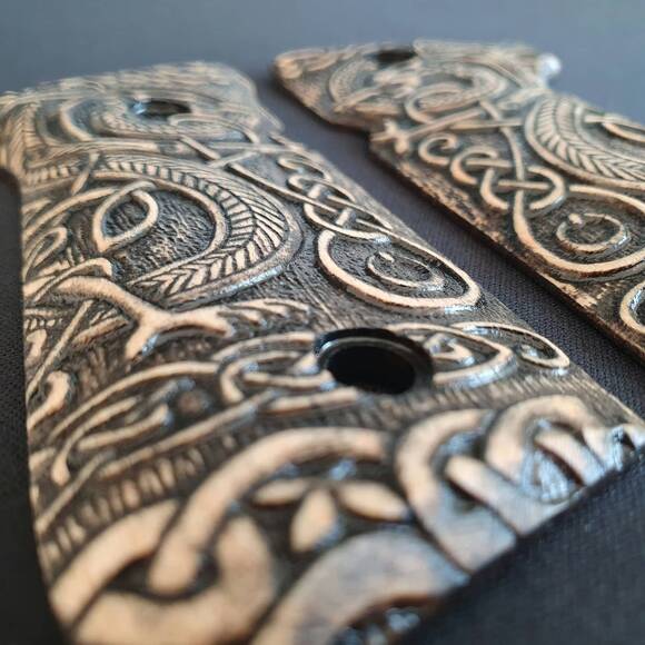Beretta 92 Full-Size Maple Grips - Celtic Gates / Hand-painted