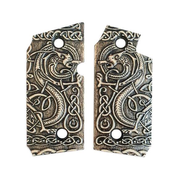 Sig Sauer P238 maple grips - Celtic Gates / hand-painted