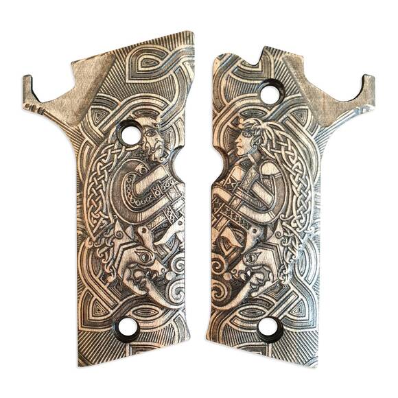 Beretta 92X Performance maple grips - Celtic Heart / hand-painted