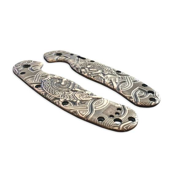 Ontario RAT-1A maple handle scales - Celtic Heart / hand-painted
