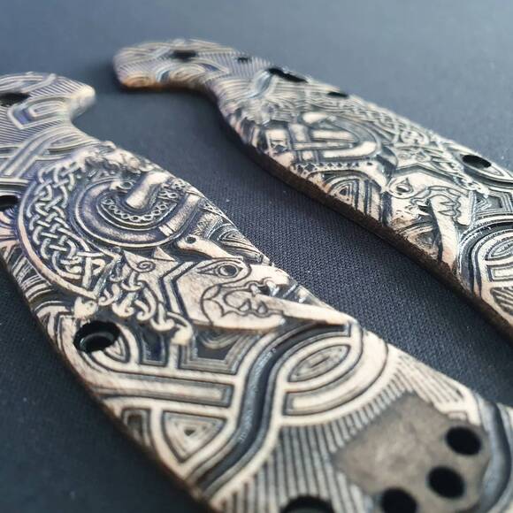 Ontario RAT-1A maple handle scales - Celtic Heart / hand-painted
