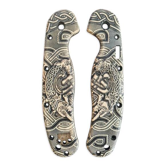 Ontario RAT-1A maple handle scales - Celtic Heart / hand-painted