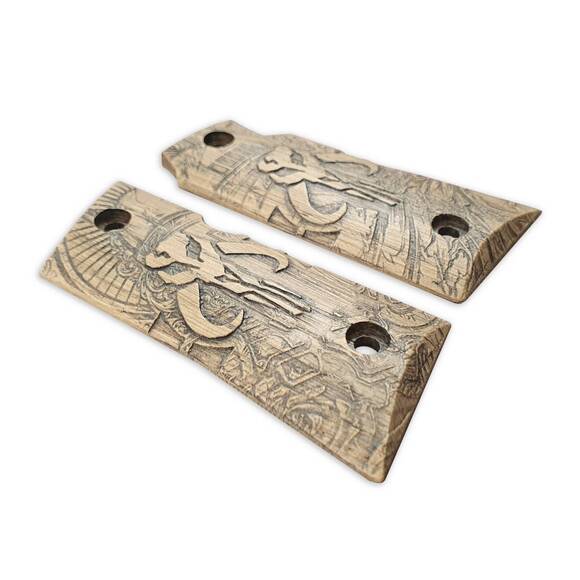 Colt Mustang Pocketlite Maple Grips - Mythosaur Skull / Hand-painted