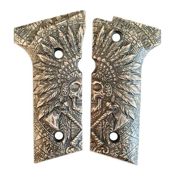 Beretta 92X, M9A3, M9A4 maple grips - War Chief / hand-painted