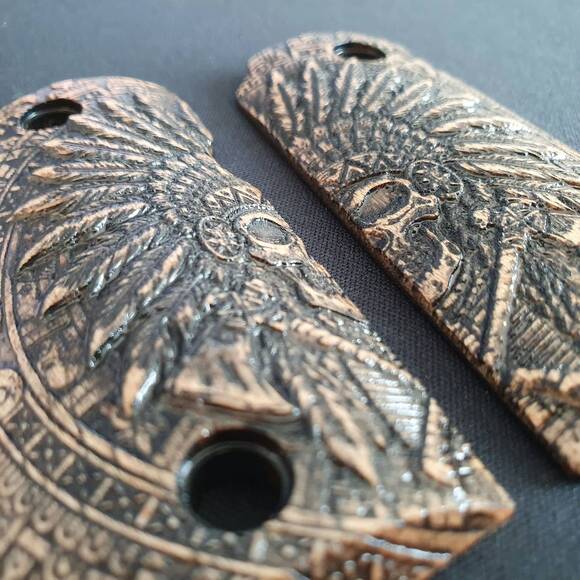 Kimber Micro 9 Maple Grips - War Chief / Hand-painted