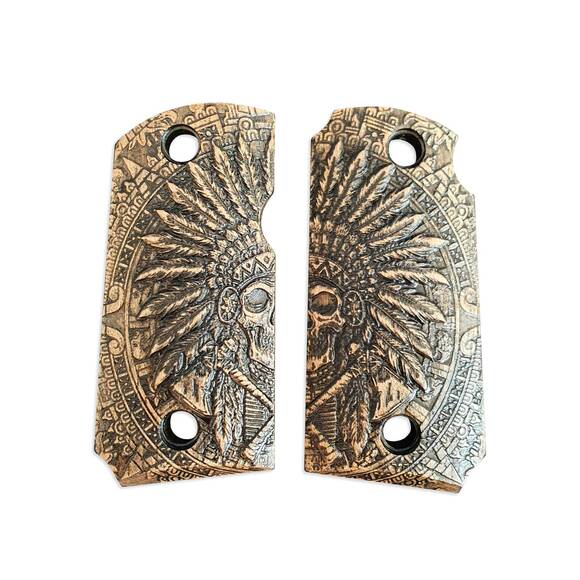Kimber Micro 9 maple grips - War Chief / hand-painted
