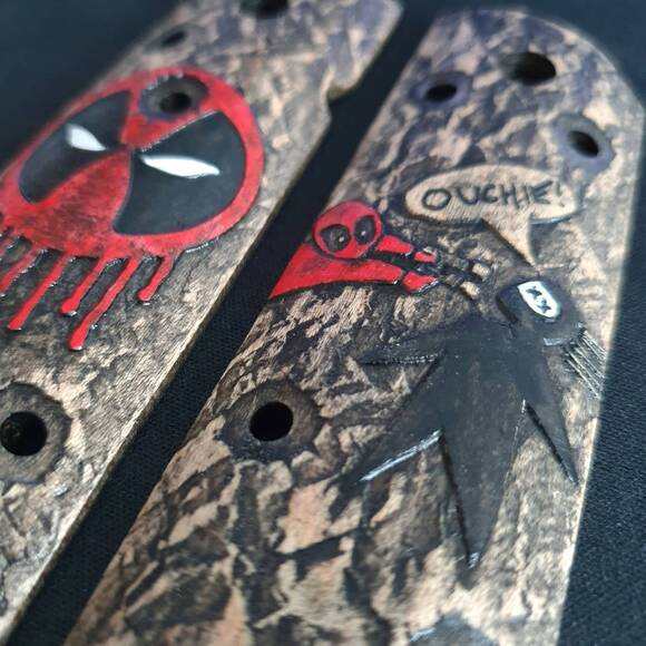 1911 Full-Size Maple Grips - Deadpool / Hand-painted