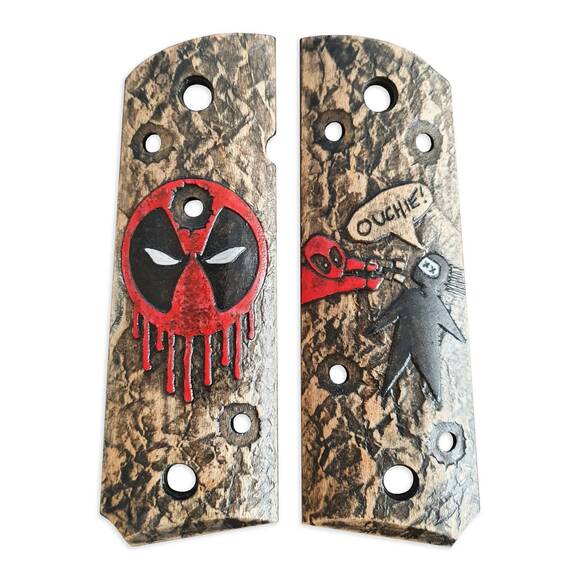 1911 full-size maple grips - Deadpool / hand-painted
