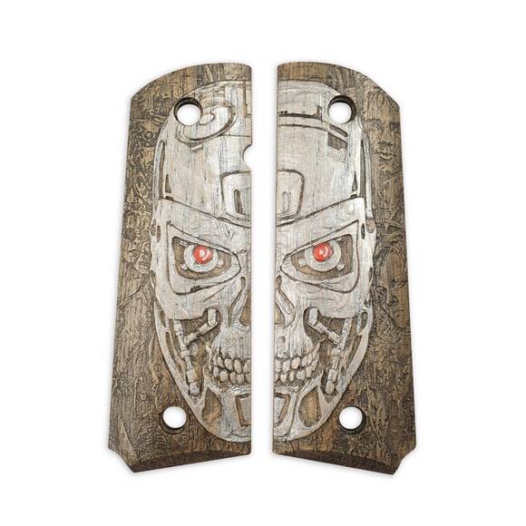 1911 full-size maple grips - Terminator / hand-painted1911 full-size maple grips - Terminator / hand-painted