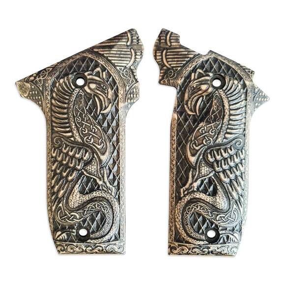 Smith And Wesson 22 Victory maple grips - Celtic Griffin / hand-painted