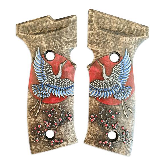 Sig Sauer P320 AXG maple grips - Grus / hand-painted