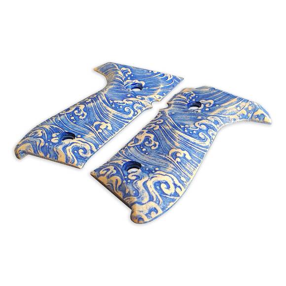 Arex Rex Zero 1 Standard Palm Swell Maple Grips - Japan Wave / Hand-painted