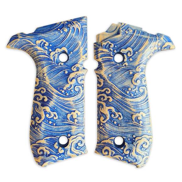 Arex Rex Zero 1 Standard Palm Swell maple grips - Japan Wave / hand-painted