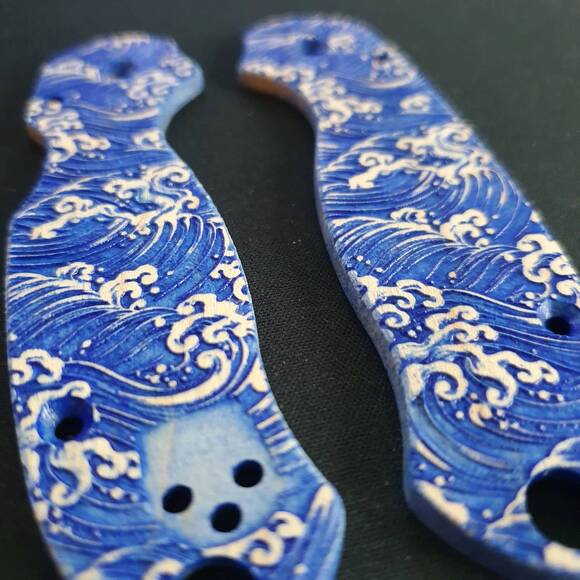 Japan Wave - Spyderco Para 3 Knife Scales by Svechnikov Knives