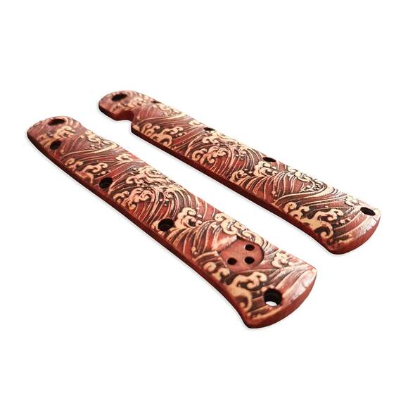 Cold Steel Ti-Lite 4 maple handle scales - Japan Wave Baroque / hand-painted
