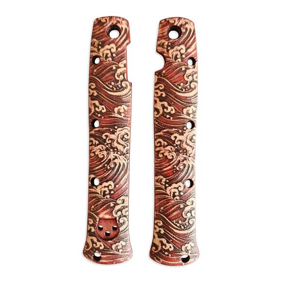 Cold Steel Ti-Lite 4 maple handle scales - Japan Wave Baroque / hand-painted