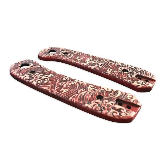 Knafs Lander maple handle scales - Japan Wave Baroque / hand-painted