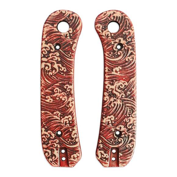 Knafs Lander maple handle scales - Japan Wave Baroque / hand-painted