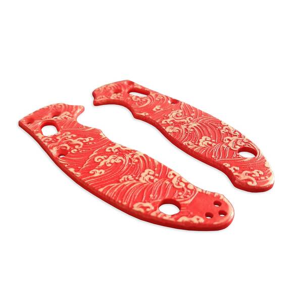 Japan Wave Red - Spyderco Manix 2 Knife Scales by Svechnikov Knives