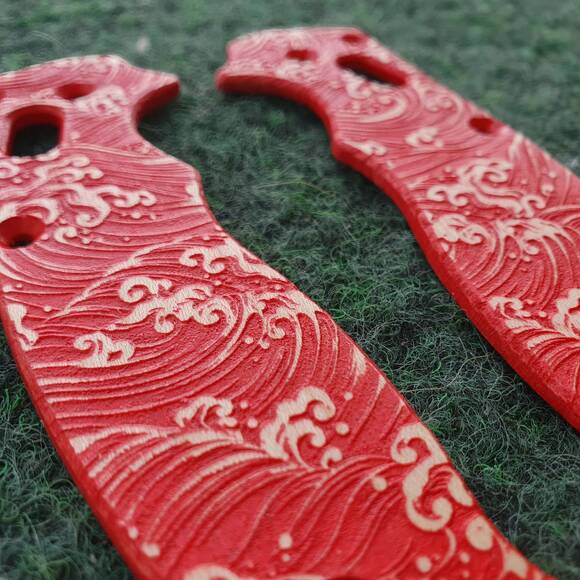 Japan Wave Red - Spyderco Manix 2 Knife Scales by Svechnikov Knives
