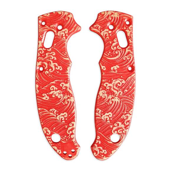 Japan Wave Red - Spyderco Manix 2 Knife Scales by Svechnikov Knives
