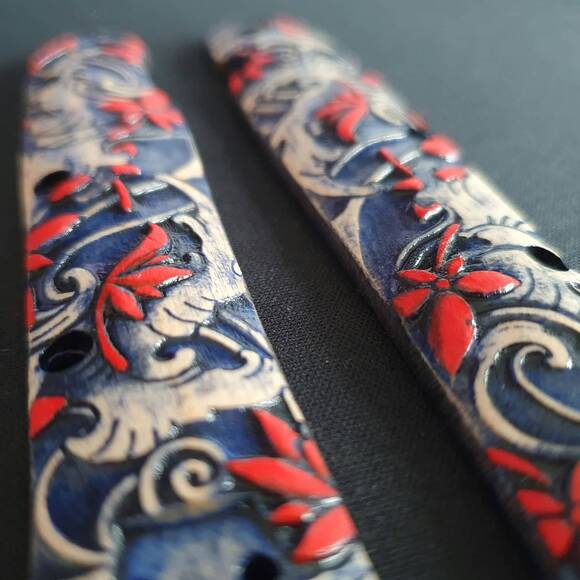 Cold Steel Ti-Lite 4 maple handle scales - Japanese Maple / hand-painted