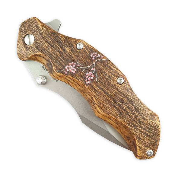 Mr Blade HT-1 maple handle scales - Sakura Minimalist / hand-painted