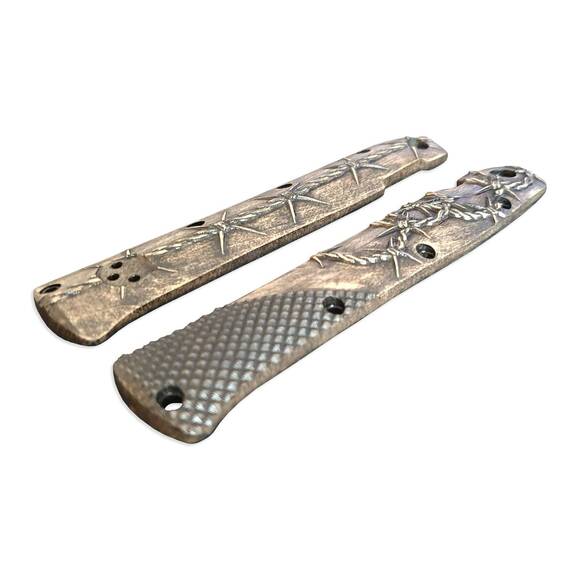 Cold Steel Ti-Lite 4 maple handle scales - Outlaws / hand-paintedCold Steel Ti-Lite 4 maple handle scales - Outlaws / hand-painted