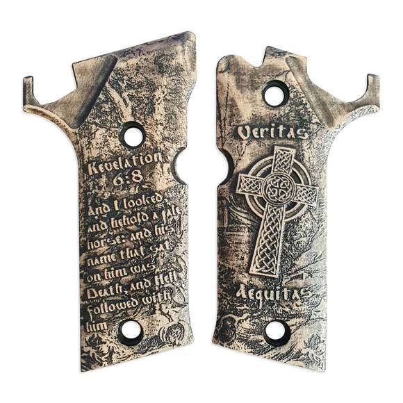 Beretta 92X Performance maple grips - Revelation 6:8 / hand-painted