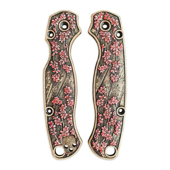 Spyderco Para Military 2 maple handle scales - Sakura / hand-painted