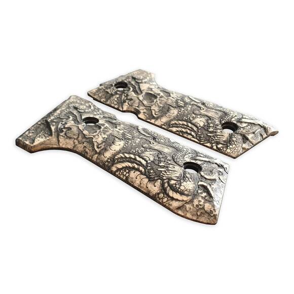 Beretta 92 Full-Size Maple Grips - Skull Snake / Hand-painted