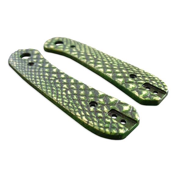 Knafs Lander maple handle scales - Snake Skin Green / hand-painted