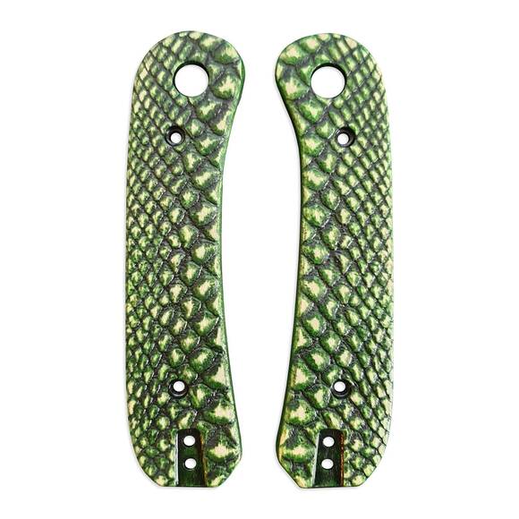 Knafs Lander maple handle scales - Snake Skin Green / hand-painted
