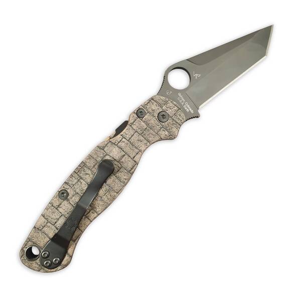 Spyderco Para Military 2 maple handle scales - Stone Bricks Grey / hand-painted