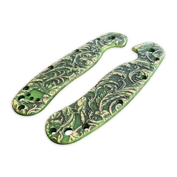 Ontario RAT-1 maple handle scales - Wild Thickets Green / hand-painted