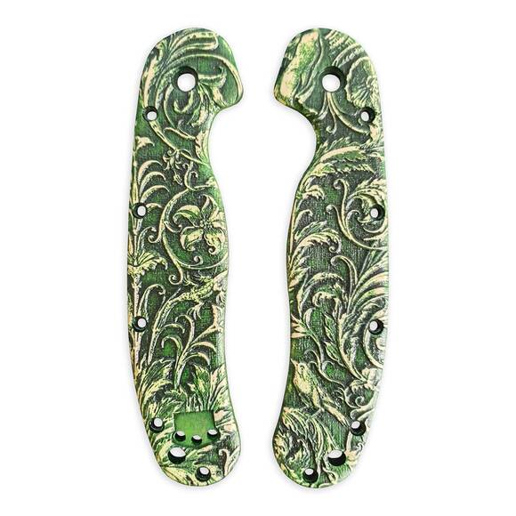 Ontario RAT-1 maple handle scales - Wild Thickets Green / hand-painted
