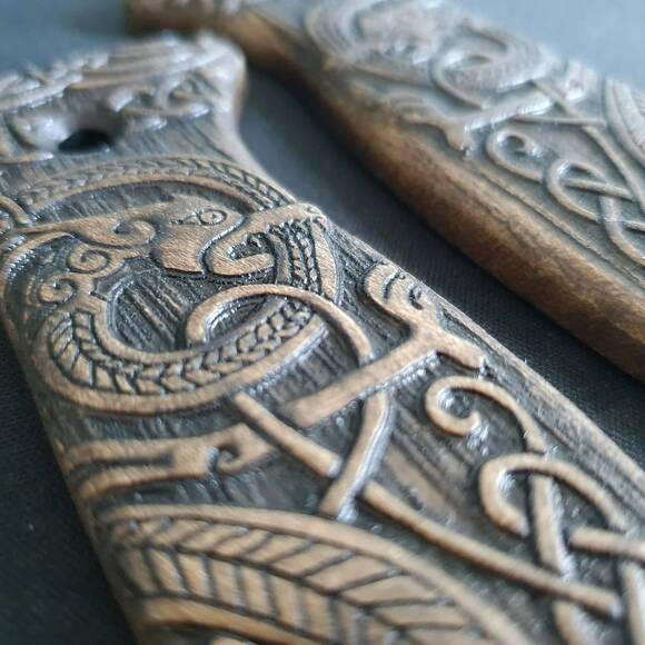 Varusteleka Skrama 200 maple handle scales - Celtic Gates (3169) / hand-painted