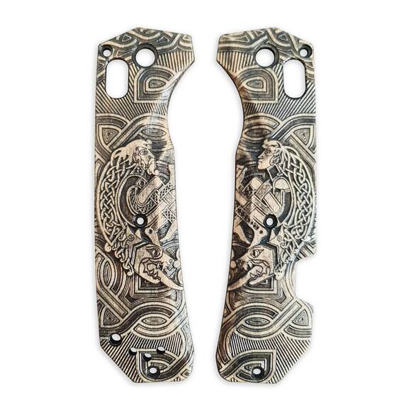Benchmade Grizzly Creek 15060-2 maple handle scales - Celtic Heart / hand-painted