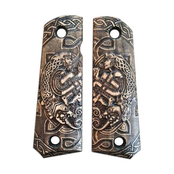 Browning 1911 22 / 380 maple grips - Celtic Heart / hand-painted
