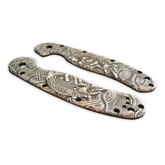 Ontario RAT-1 maple handle scales - Celtic Heart / hand-painted