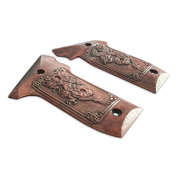 Smith And Wesson 22 Victory Maple Grips - Chinese Dragon V2 Dark Cherry / Hand-painted